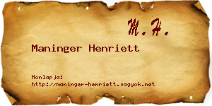 Maninger Henriett névjegykártya